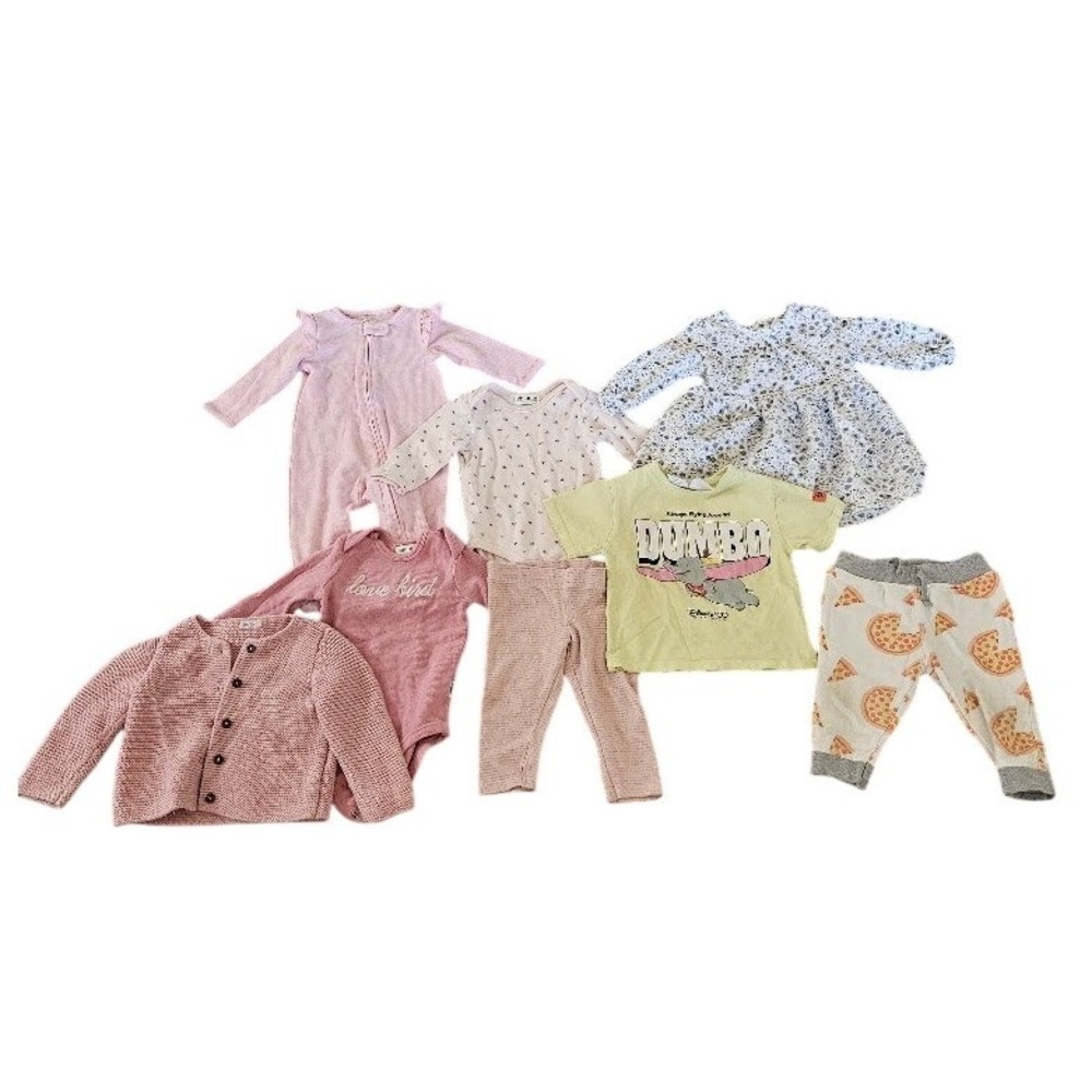 Baby Girl Clothes Lot 9 Months Zara Carter's Monica + Andy Dumbo Pizza 8pc Set